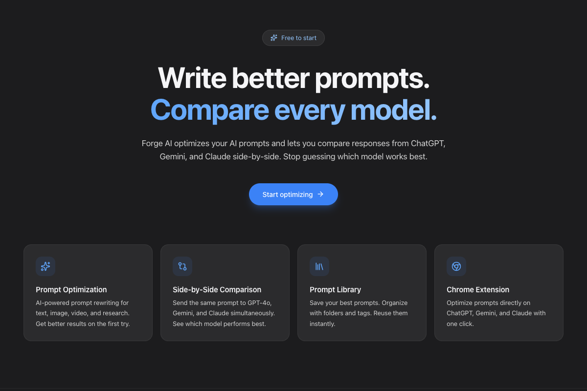 Forge AI landing page